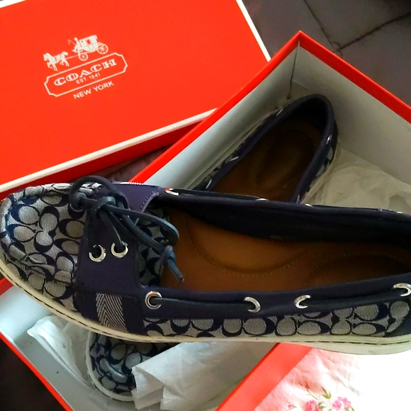 Coach "Rainey" Blue Signature C Lace Up Loafer Size 9.5 - Picture 1 of 5